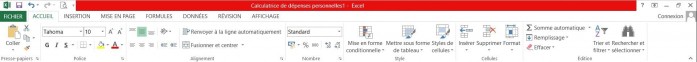 Microsoft Excel menu bar