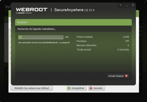 Webroot SecureAnywhere Antivirus analyse