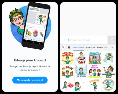 Bitmoji intégration dans Gboard