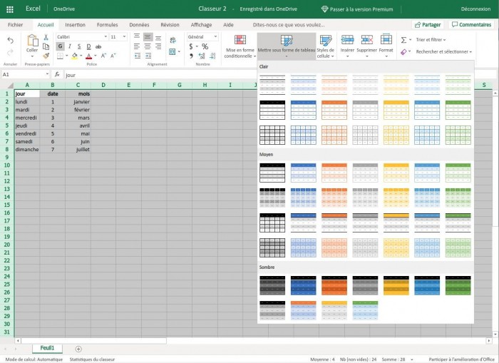Excel mise trong hình dạng