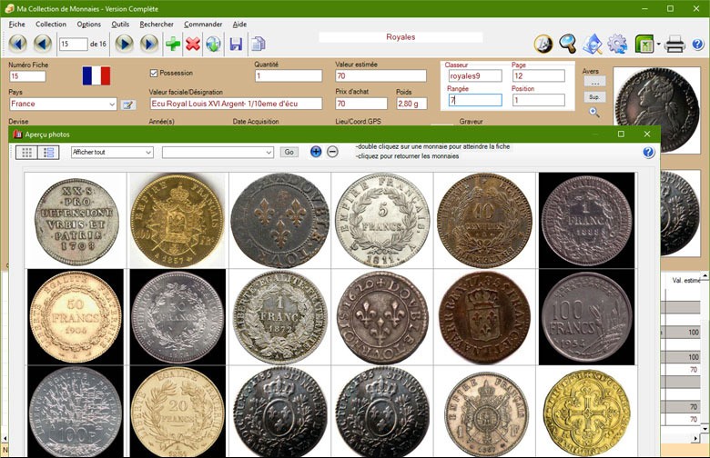 Ma Collection De Monnaies : logiciel de gestion numismatique.