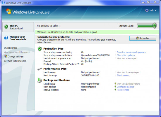 Télécharger Windows Live OneCare - Sécurité - Les Numériques
